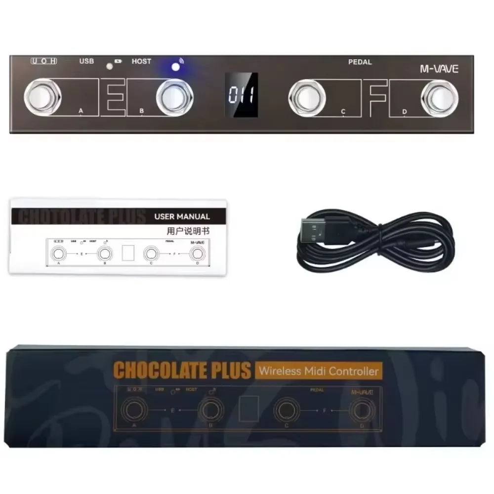 M-vave chocolate plus controlador midi programável 4 botões interruptor de pé suporta página virar função de controle de interface host midi
