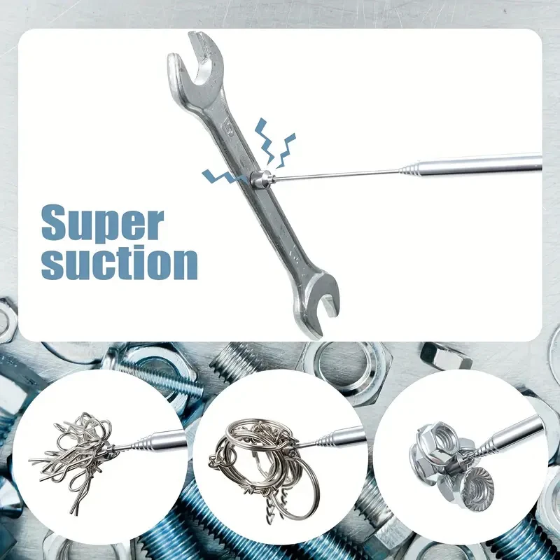 แบบพกพา Rotatable Silver Magnetic Pickup พร้อมปากกาแบบพับเก็บได้คลิปแม่เหล็กดูด Rod Hand Tool