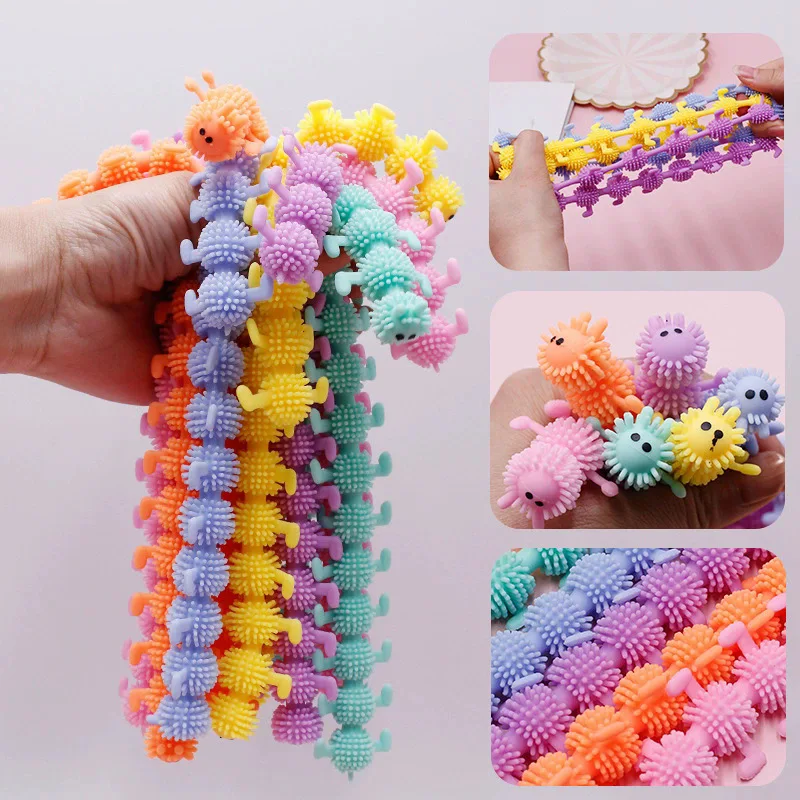 1-6PCS Grappige Eenhoorn Pull Worm Noodle Fidget Speelgoed Stretch String TPR Touw Anti Stress Speelgoed String Stress Autisme Vent Speelgoed