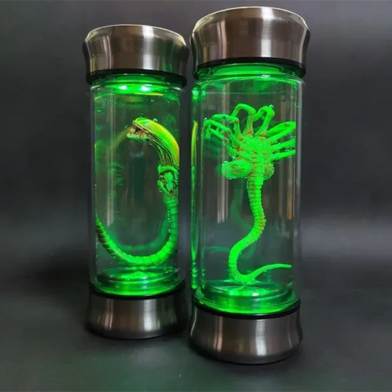 외계인 글로우 항아리 Xenomorph 표본 Facehugger 배아 유리 항아리 led 홈 장식 공예 조각 소품