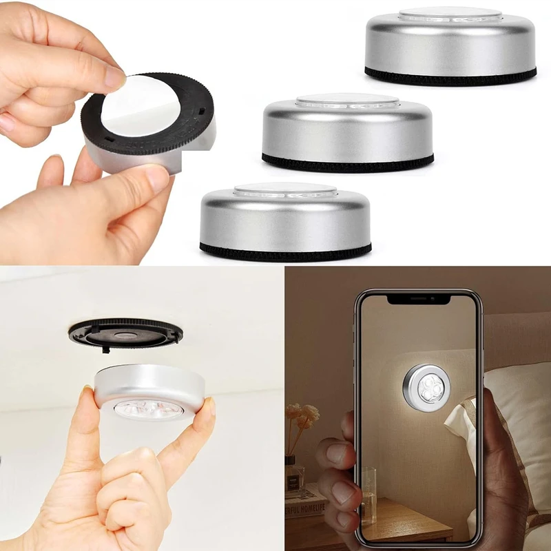 5-1PC 3 LED Night Light Touch Control Under Cabinet Light Wireless Wall Lamp Touch Switch Bedside Lamp Battery Powered Bedroom