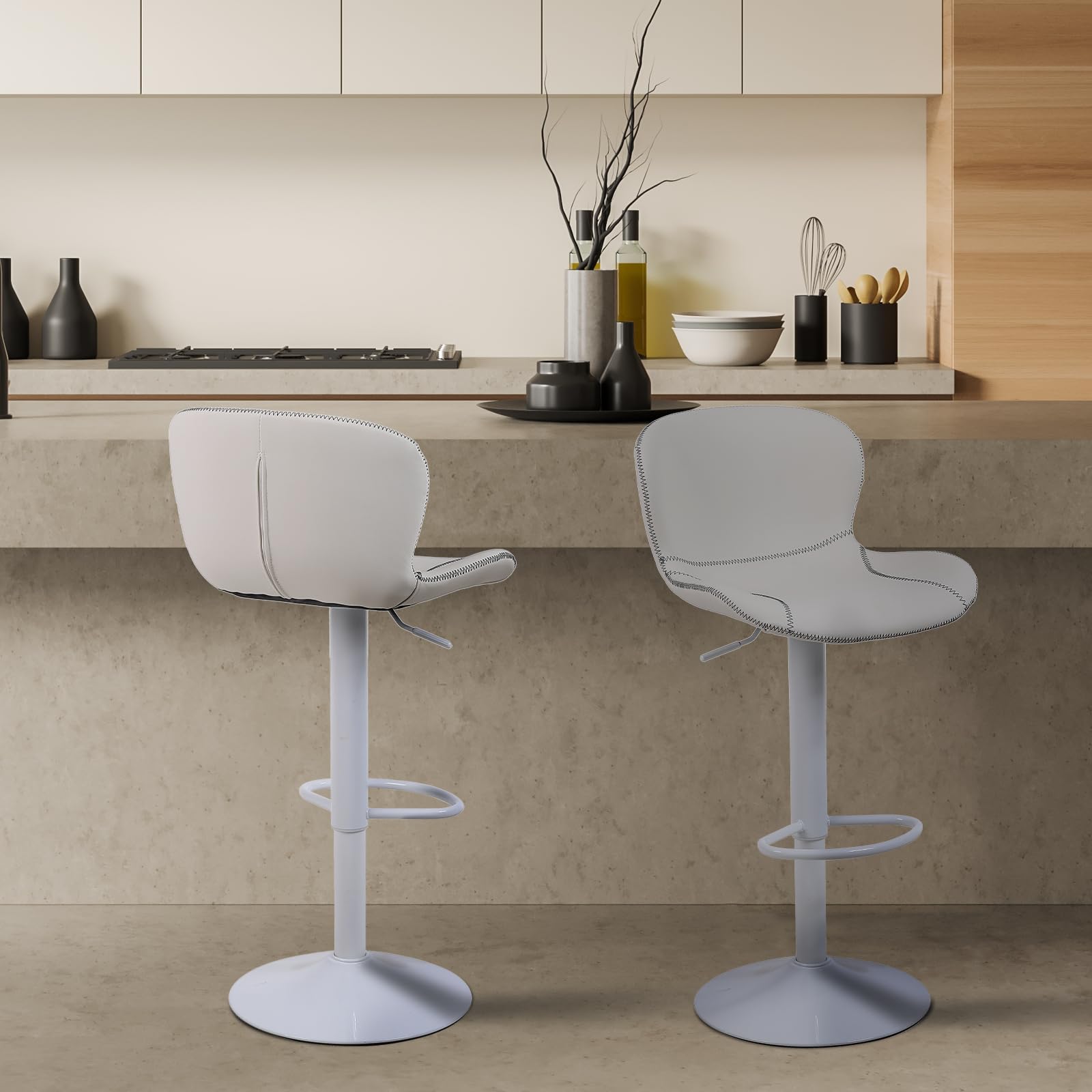 Taburetes Altos de Cocina, Bar Taburete de Bar, regulierbar und PU, Taburete Alto mit Reposapiere