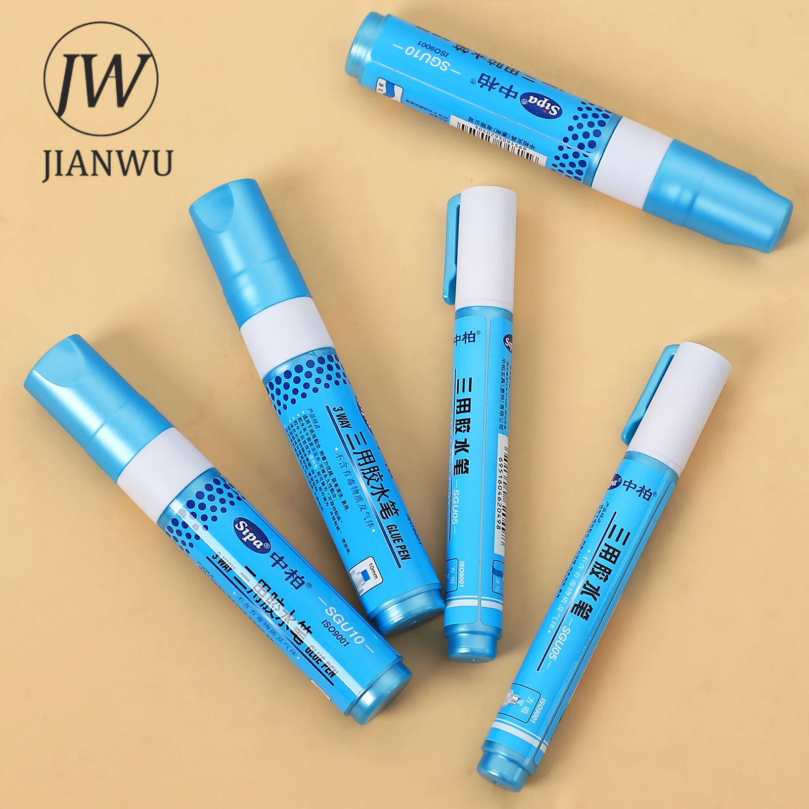 JIANWU 1 Pcs Three-Purpose Fast Dry Glue Pen Creative Large Capacity Solid Glue Pen Shape Glue Stick Kawaii Stationery Supplies