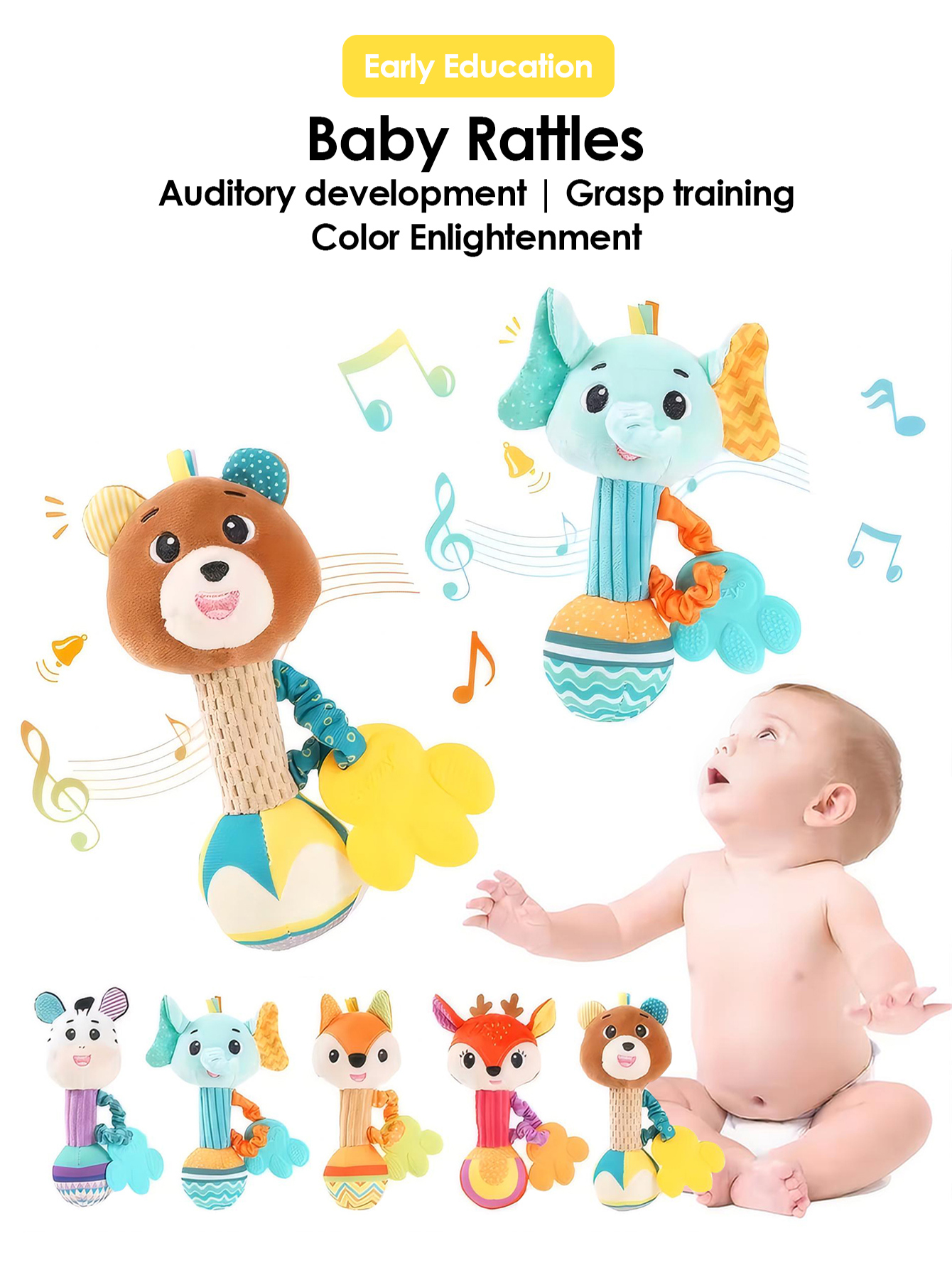 1 stücke 0-6 monate Dental Gum Hand Grip Plüsch Puppe Kann Biss Praxis Greifen Eltern Baby Interaktive Puzzle rassel Beruhigende Spielzeug