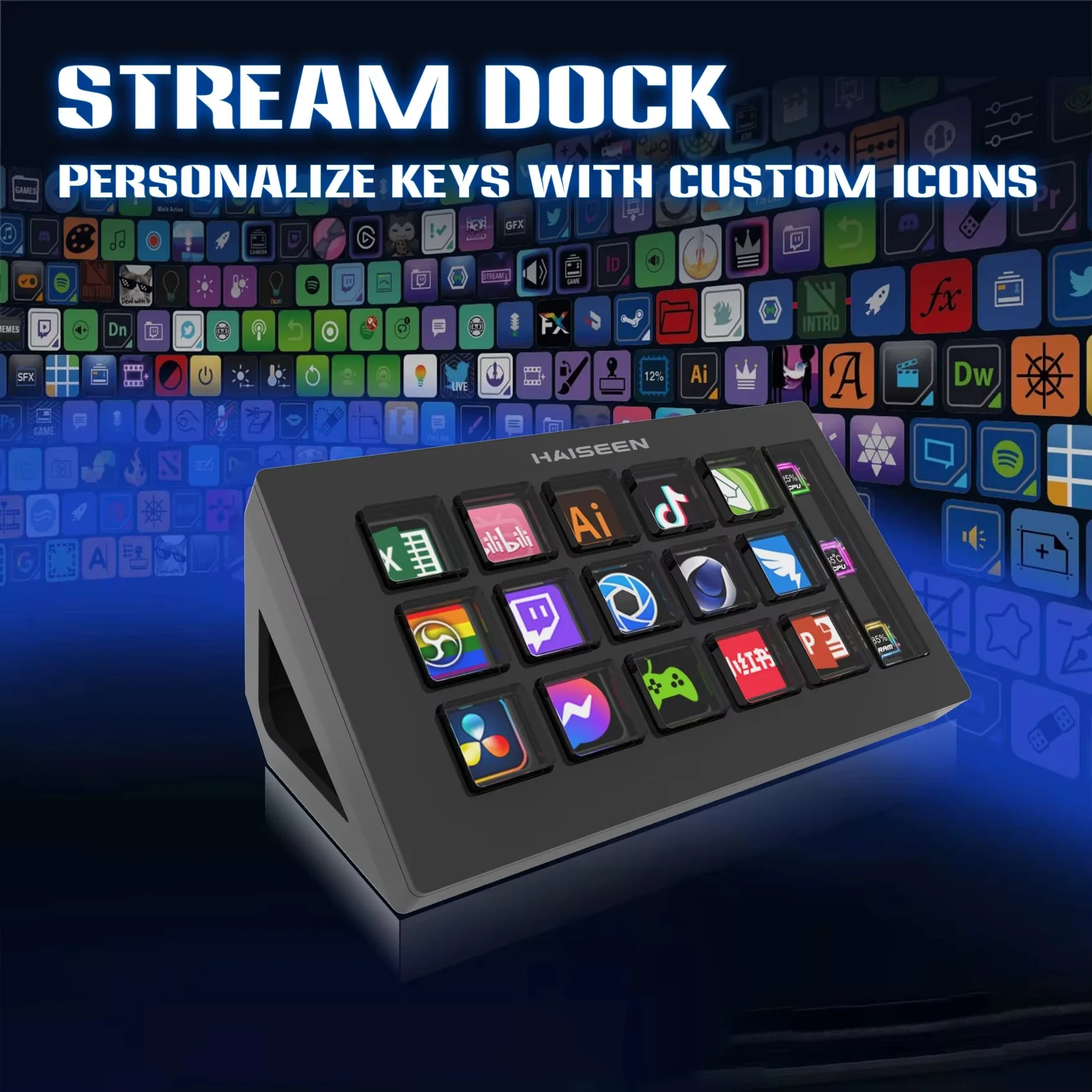 Visual Stream Deck Keyboard LCD Button 15 Keys Live Content Creation Controller for Windows MacOS Android iOS Smart Accessories