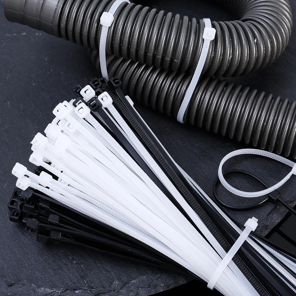 500/100 Pz All'ingrosso Fascette per cavi in nylon di plastica Cinghie per cavi autobloccanti Cavi regolabili Anello di fissaggio Home Office Fascetta per cavi