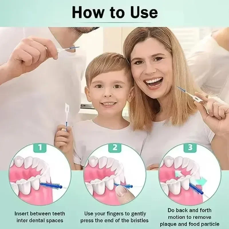 치간 실리콘 브러쉬 40 단위 치아 사이의 치과 이쑤시개 브러시 스레드 구강 청소 도구가있는 실리콘 이쑤시개