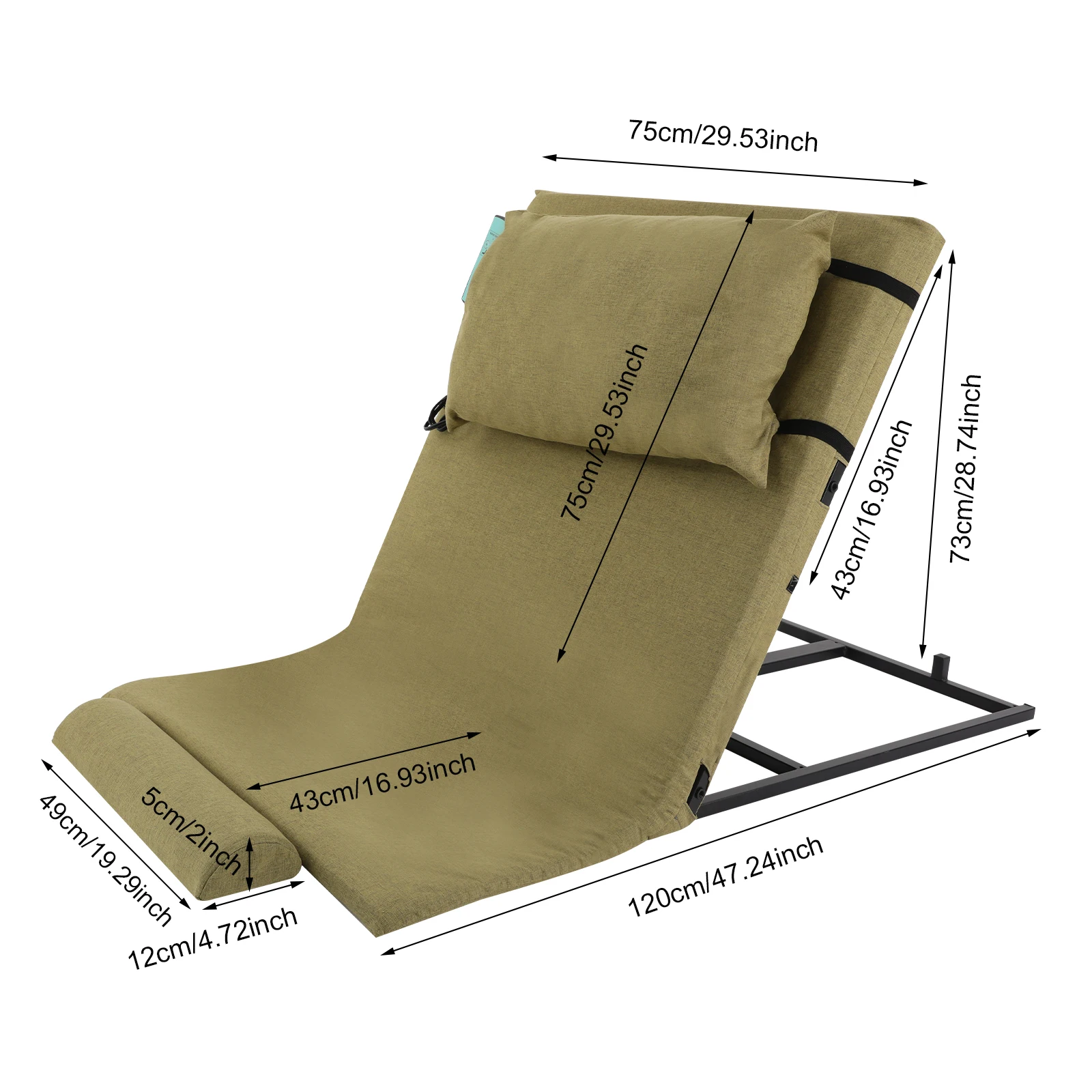 Encosto de elevação elétrico com controle remoto com fio para enfermagem de pacientes |   2-80 °   Assistente de elevação de cama Suporte traseiro Riser |   Cinza/Verde