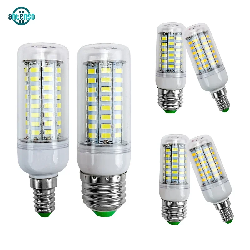Bombilla LED E27 E14 bombilla Led tipo vela AC 220V Lampada mesa lámpara de maíz Led 24 36 48 56 69 72leds Bombilla iluminación de araña