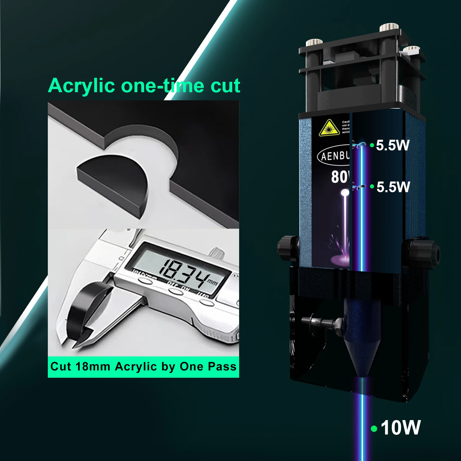 AENBUSLM 40W 80W Módulo de corte a laser 450mm Cabeça de gravação a laser de luz azul com assistência de ar Cortador de madeira CNC Gravação a laser