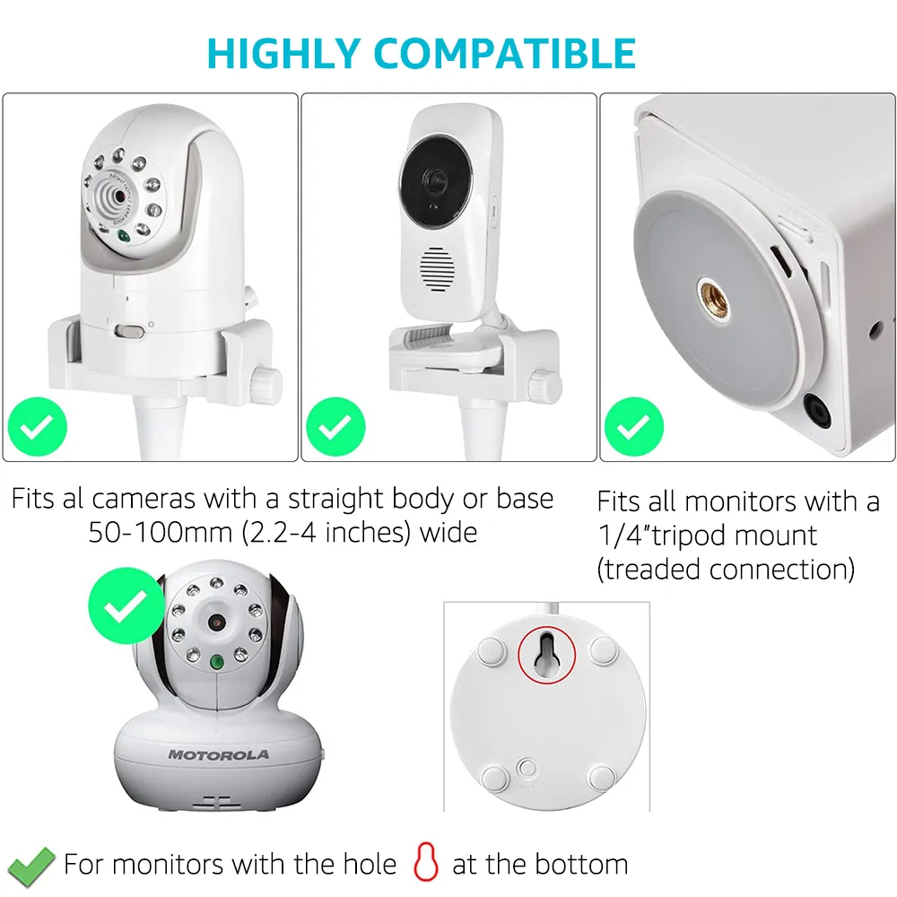 Suporte universal para monitor de bebê, suporte flexível de torção para webcam, haste de berço sem furos