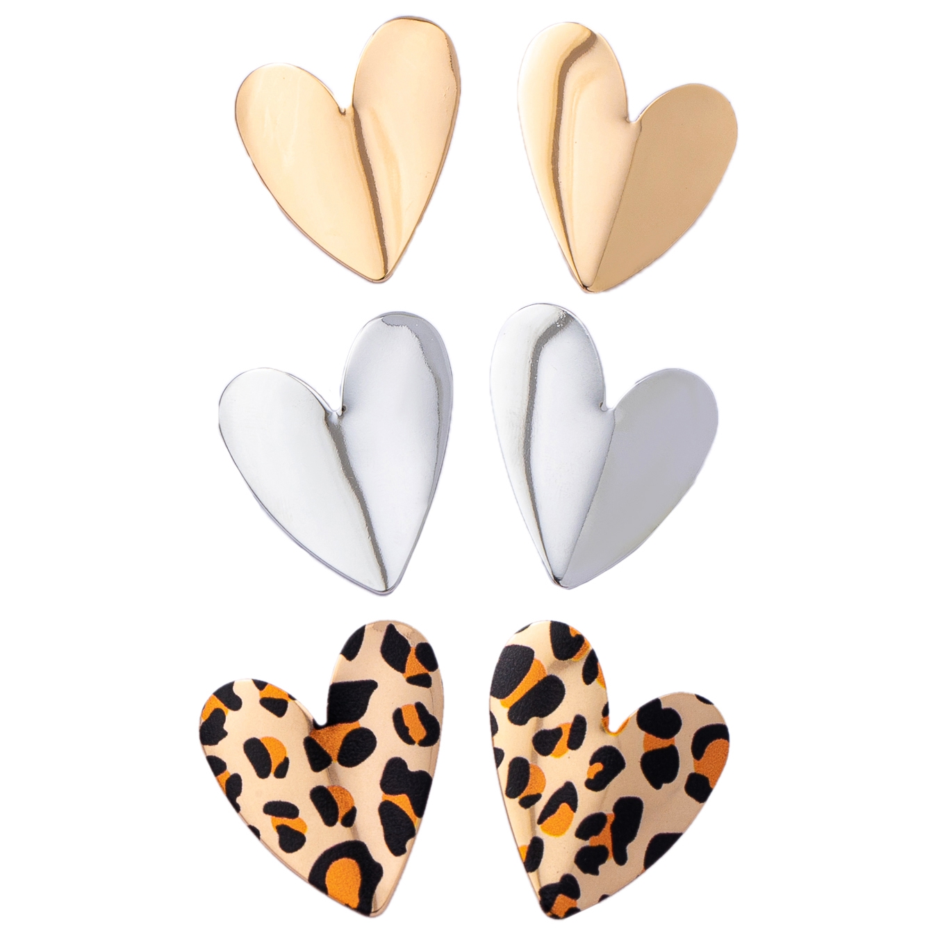 A Pair of Women's Earrings, Smooth Irregular Heart-Shaped Earrings, Suitable for Daily Wear and Vacation Wear