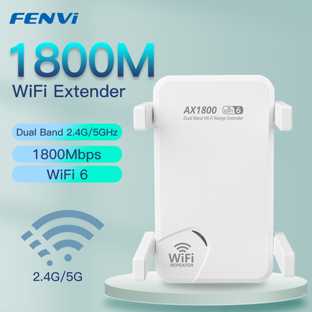 Repetidor inalámbrico FENVI WiFi6 AX1800 banda Dual 2,4G/5GHz 802.11AX Gigabit Wi-Fi 6 extensor amplificador de expansión de señal de largo alcance