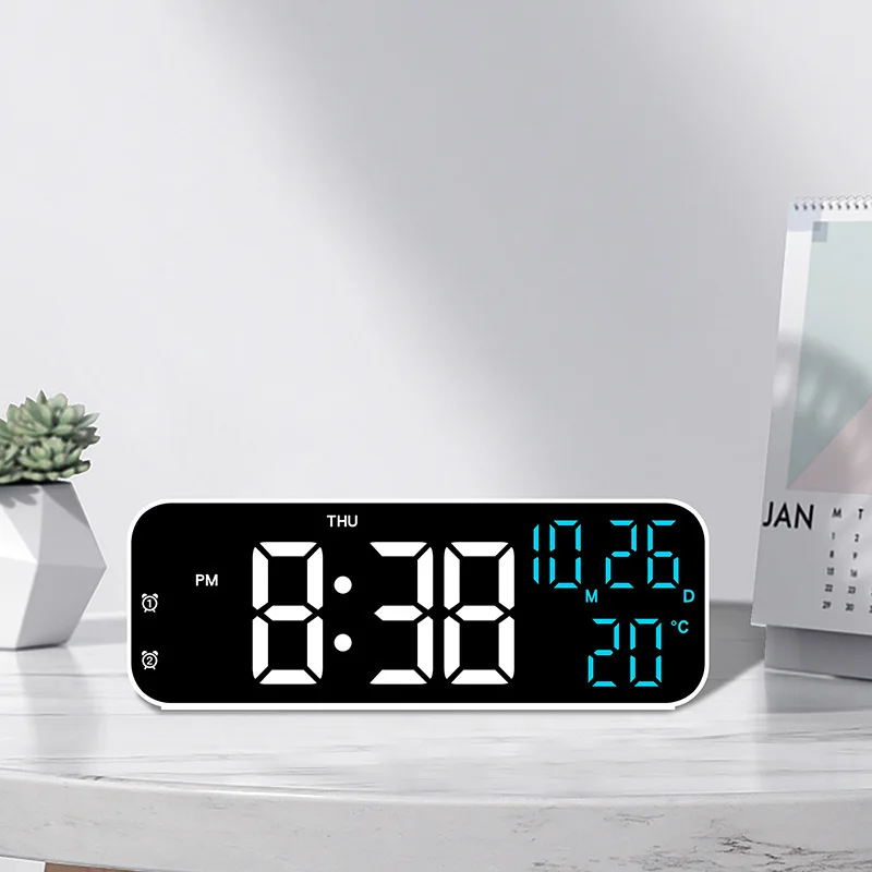 Einfache digitale Wecker Multifunktions-LED-Uhr Sprach steuerung Temperatur und Datum Wochentag Anzeige Nacht modus Schreibtisch uhr
