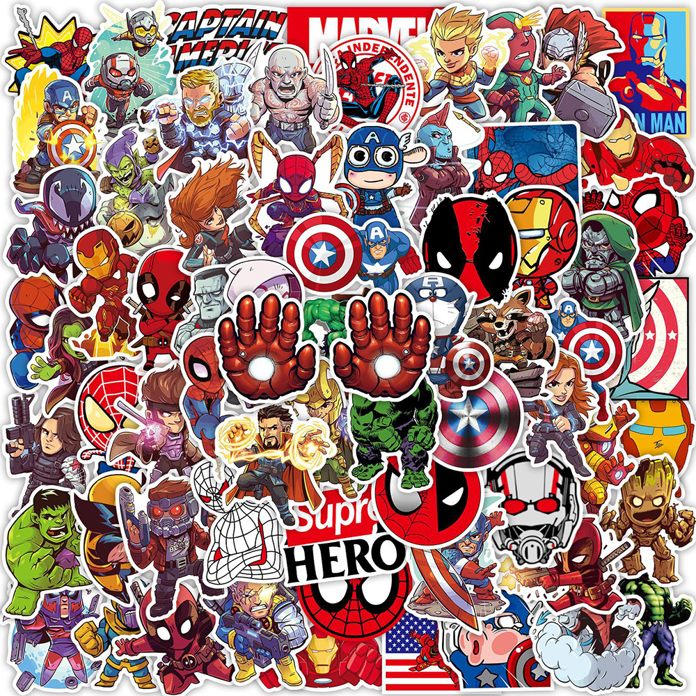 10/30/50/100Pcs Disney Marvel Cổ Điển The Avengers Siêu Anh Hùng Phim Hoạt Hình Phim Hoạt Hình Máy Tính Xách Tay Decal xe Máy Xe Vui Sticker