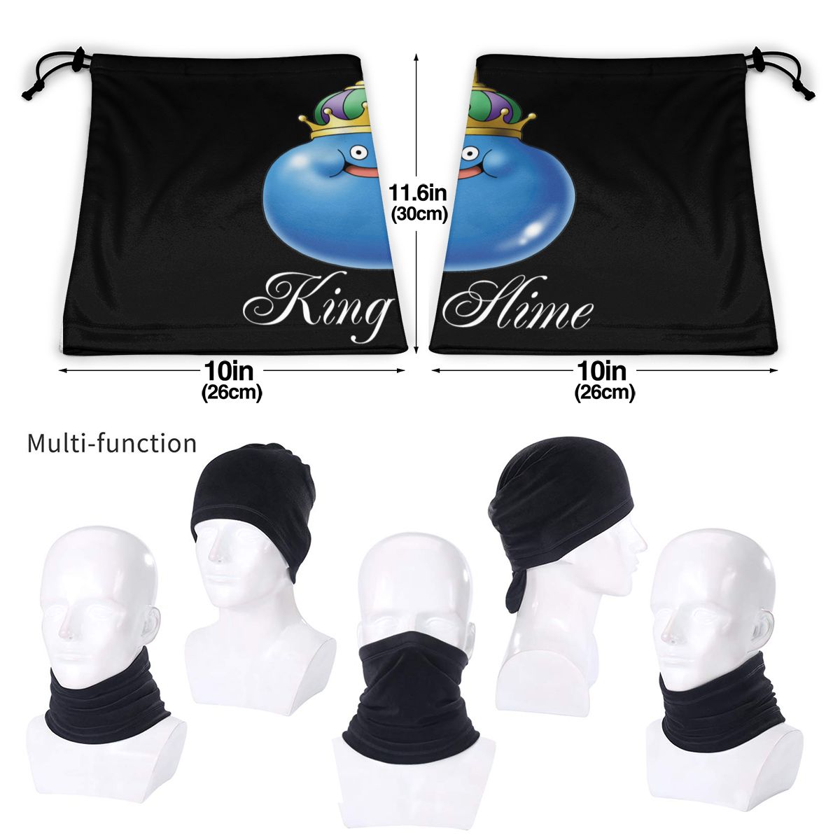Dragon Quest King Slime Microfiber Neck Gaiter Bandana Scarf Hiking Camping Neck Warmer