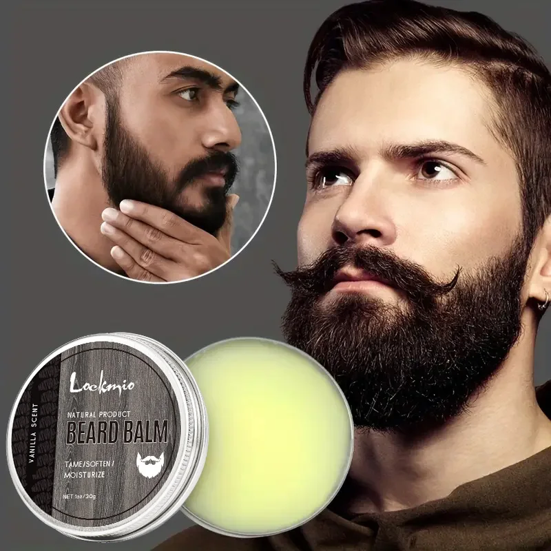 LOCKMIO Crema idratante naturale per baffi Balsamo per barba per riparare la pelle Promuovere la crescita dei peli Addensatore per toelettare e cure la barba
