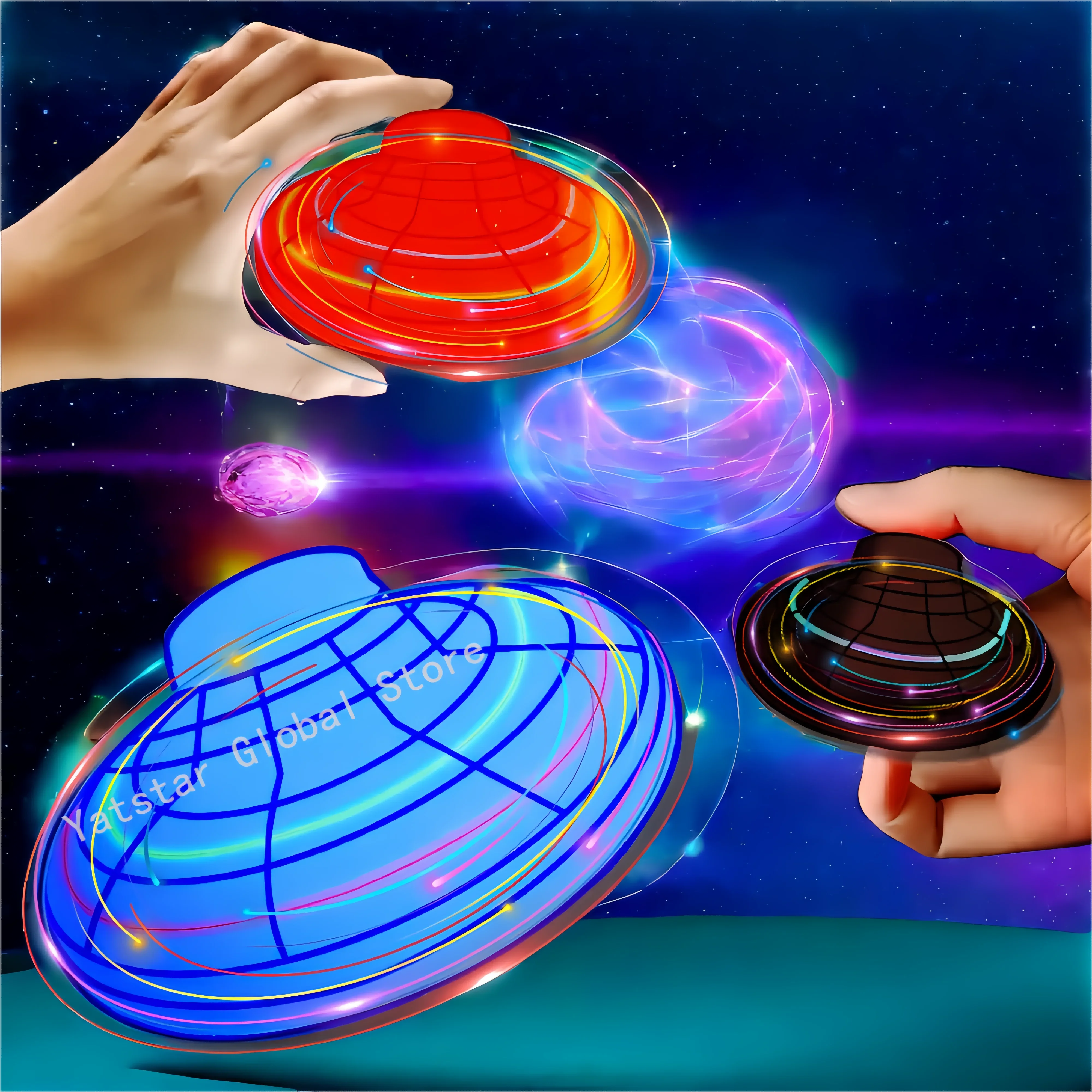 บินเฮลิคอปเตอร์ Spinner ปลายนิ้วอัพเกรด Magic Flight Gyro Fly orb Hover Ball Mini Dron เครื่องบินของเล่น LED ประเภทของเล่นเด็กของขวัญ