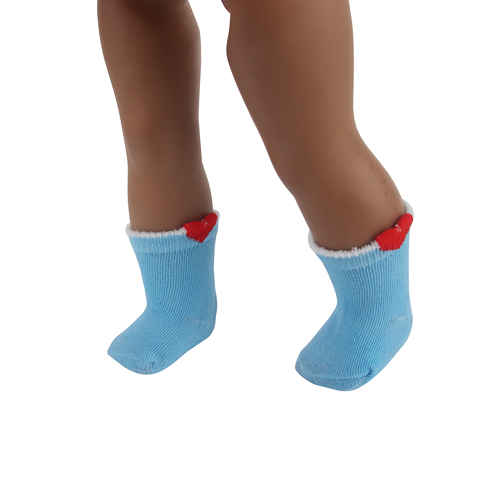 かわいいハート人形靴下カラフルな綿ニット靴下 43 センチメートル赤ちゃん新生児 & OG、アメリカ 18 インチ女の子、ロシア、1/3BJD 人形ギフトおもちゃ