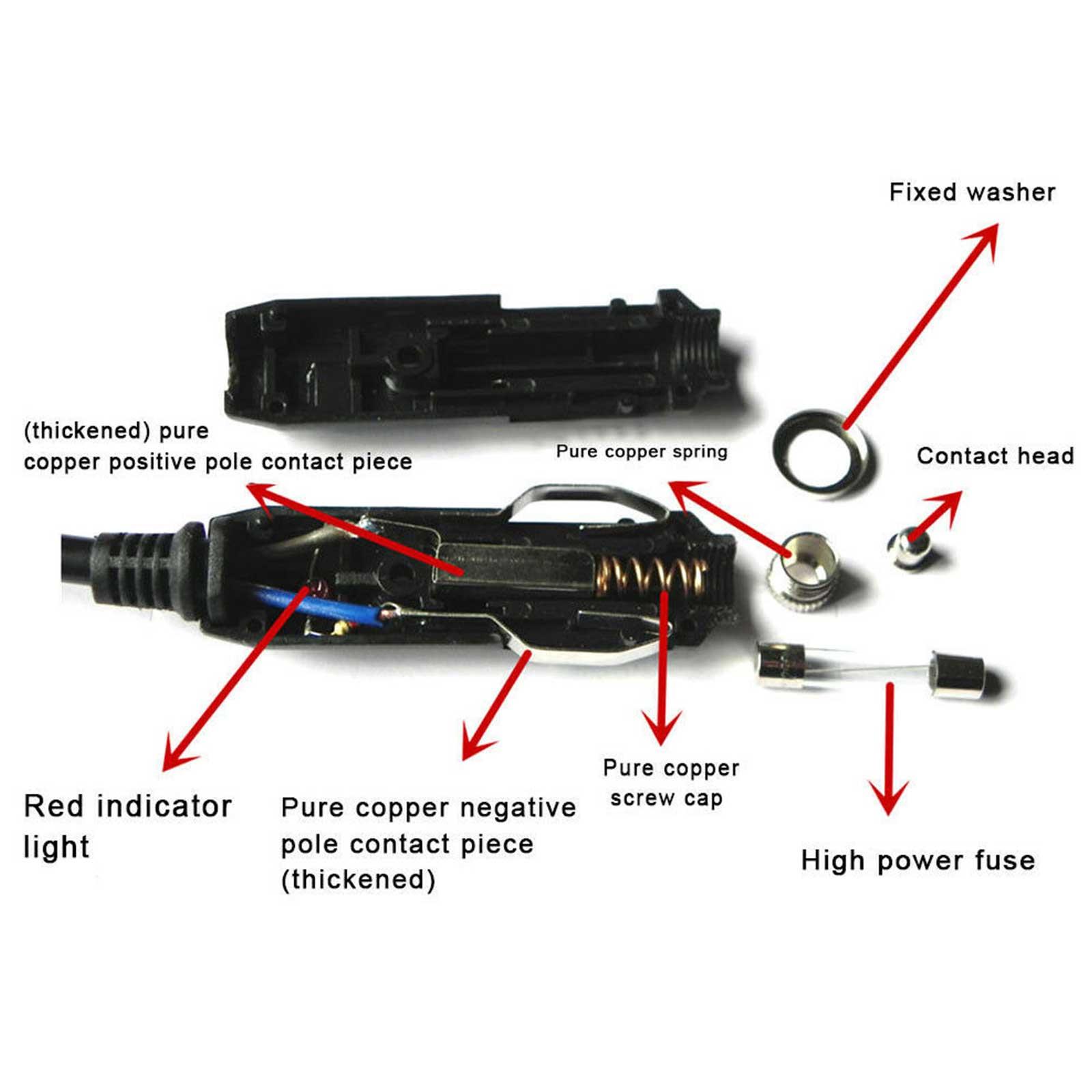 12V To 24V Car Cigarette Lighter Plug Male Head With Indicator Light Vehicle Electrical Cigarette Lighter Plug Charger Adapter