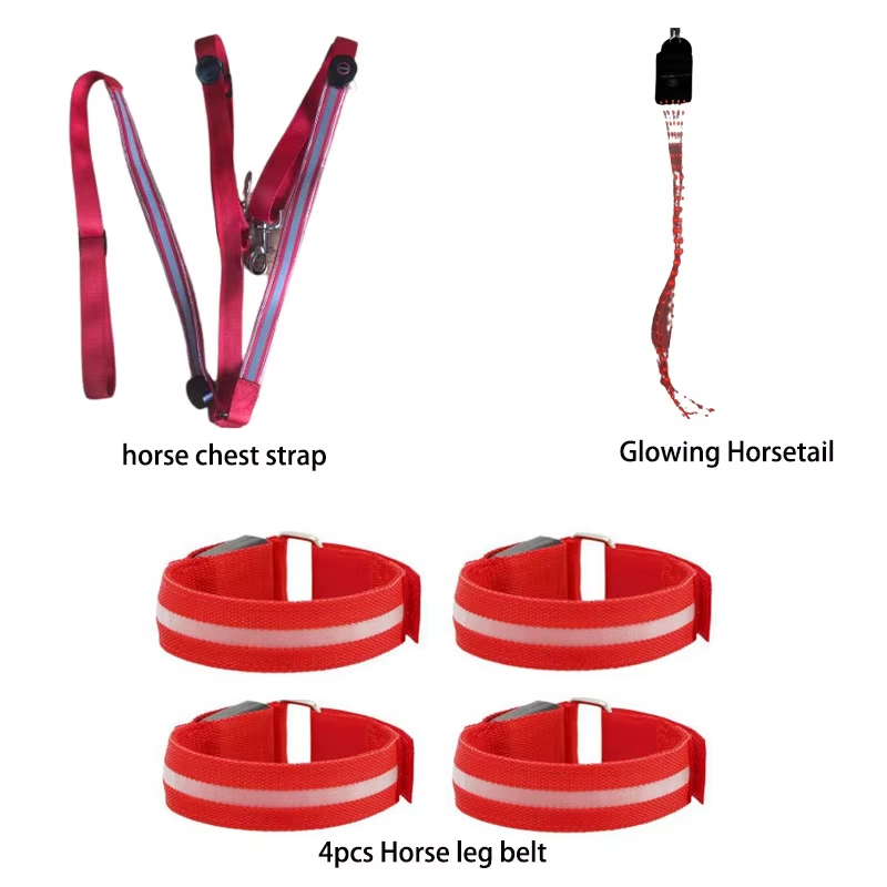 3 uds LED patas de caballo colas de pecho correas caballo montar luces nocturnas ecuestres luminosas equipos ecuestres de caballo Visible