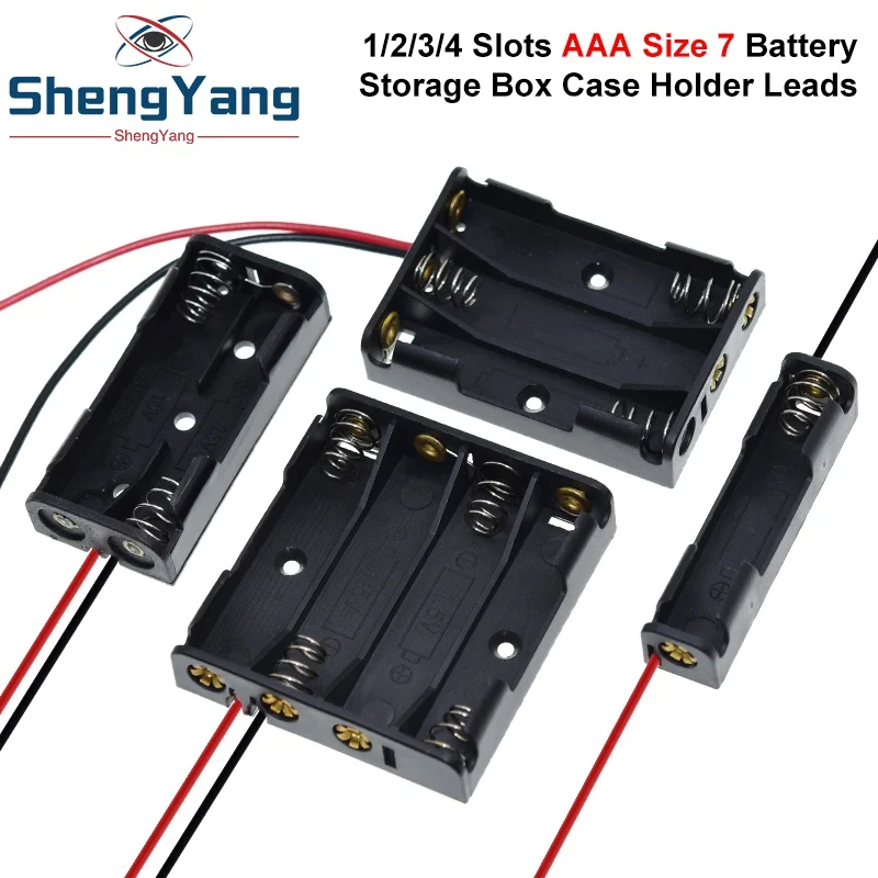 TZT, 1 unidad, caja de almacenamiento de pilas AAA tamaño 7, cables con 1, 2, 3, 4 ranuras, bolsa contenedor, carga de baterías estándar DIY