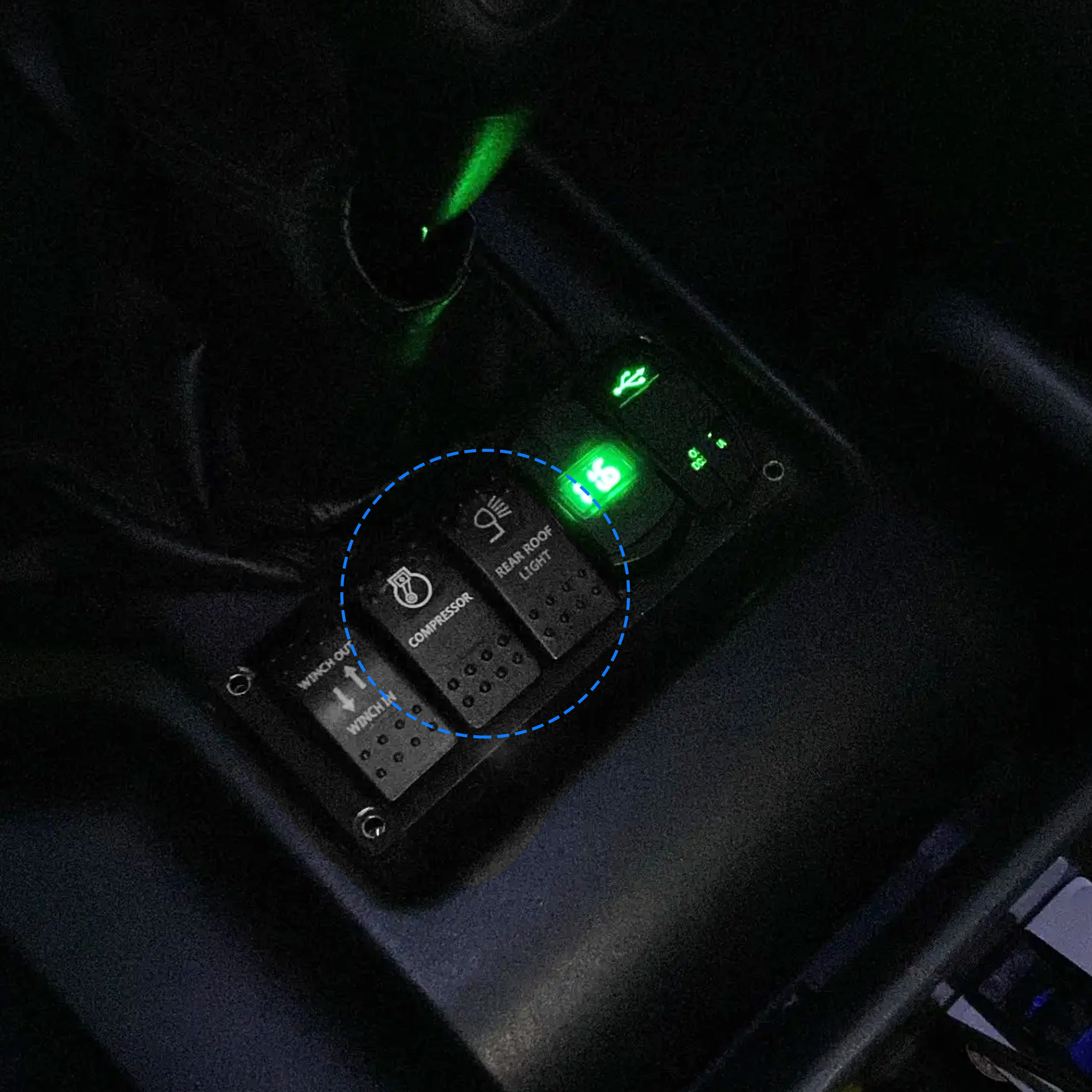 Botón de interruptor basculante Led azul, 5 pines y 7 pines, encendido y apagado para coche, barco marino, estilo NARVA ARB, piezas de luces interiores, accesorios para Camper