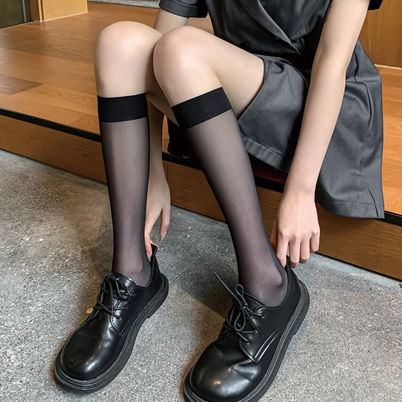 JK Frau Socken Nette Schwarz Weiß Lolita Lange Socken Sommer Dünne Knie Hohe Socken Mode Cosplay Sexy Nylon Transparente Strümpfe