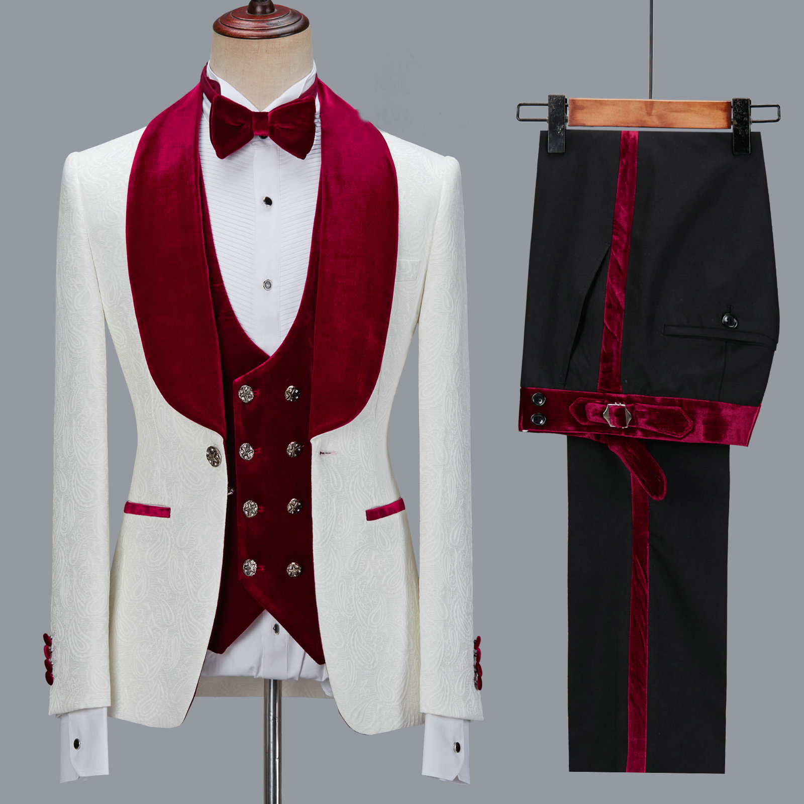 Kurtka w kwiaty Garniturmęski Slim Fit Smoking ślubny Granatowy Aksamitny                                                           Garn