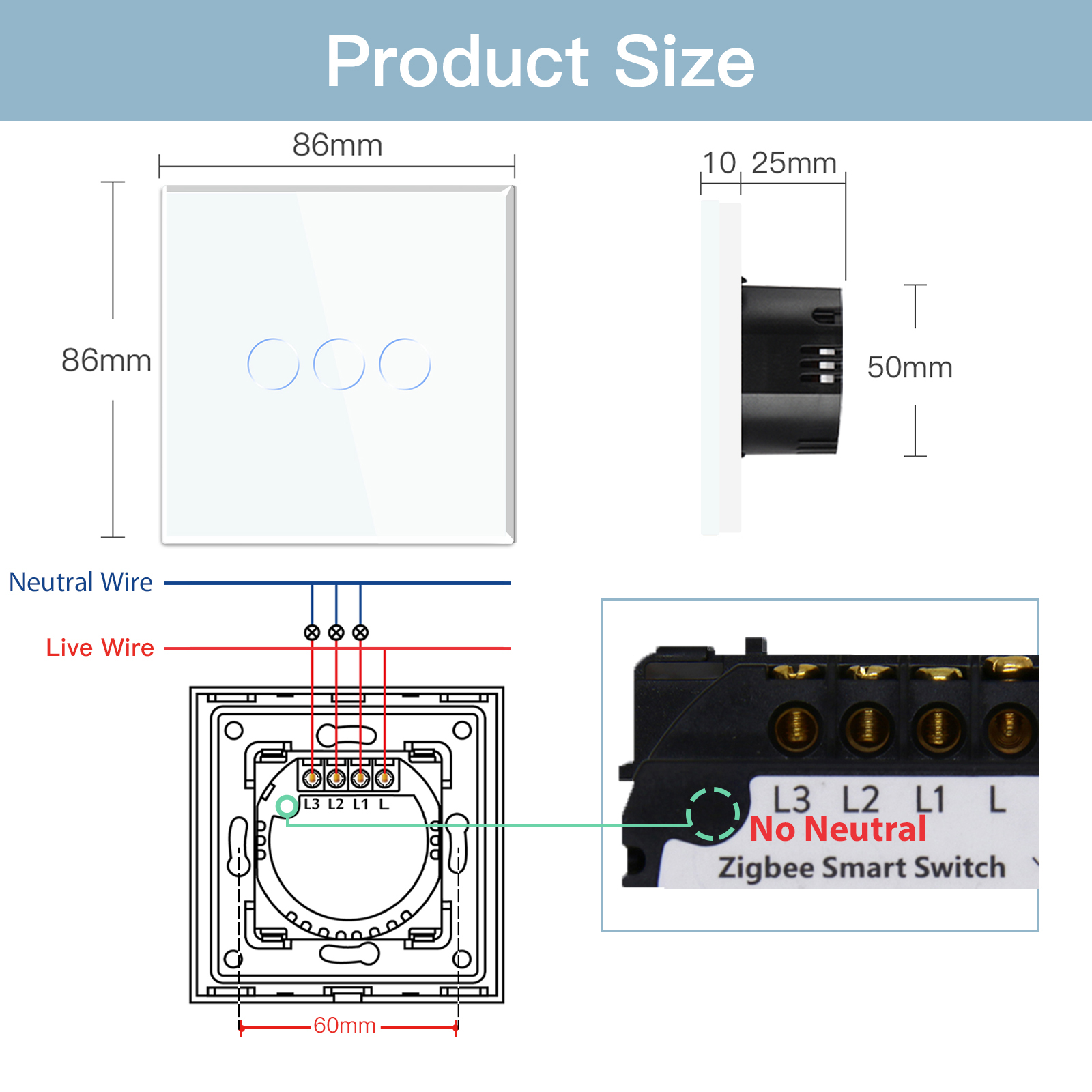 BSEED Zigbee 1/2/3Gang сенсорные выключатели умный настенный выключатель Tuya Google Smart Life Alexa управление приложением стеклянная панель без нейтрали