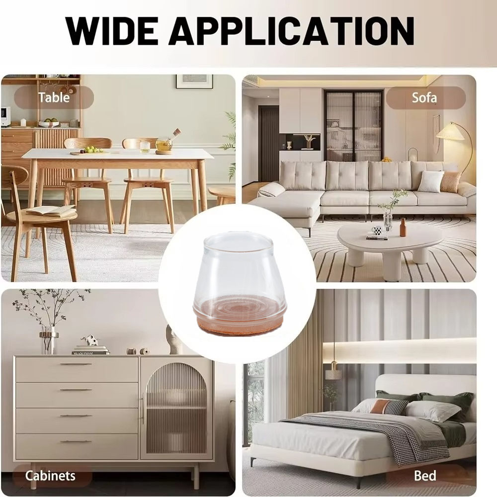 24pcs Chair Leg Caps Floor Protector Pads for Silicone Furniture Leg Mute Transparent Leg Protectors Cap Floor Scratch Resistant