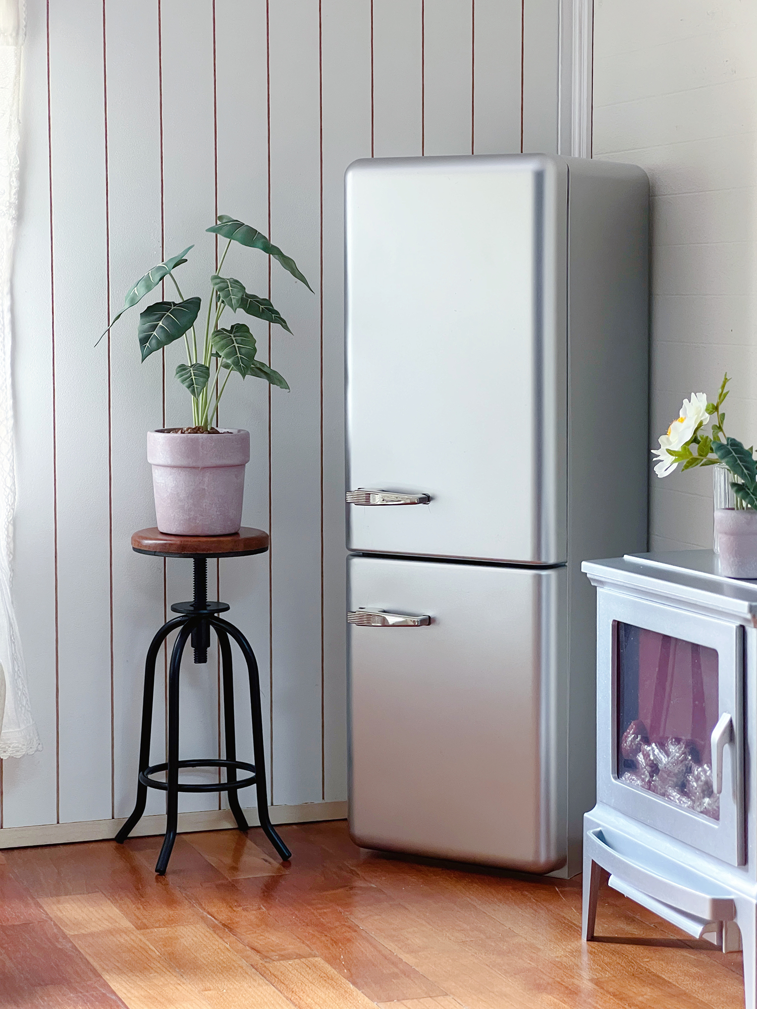 1/6 인형 집 모델 가구 액세서리 미니 모델 금속 바 의자/식당 의자(조절 가능한 높이(10.7cm~14cm))