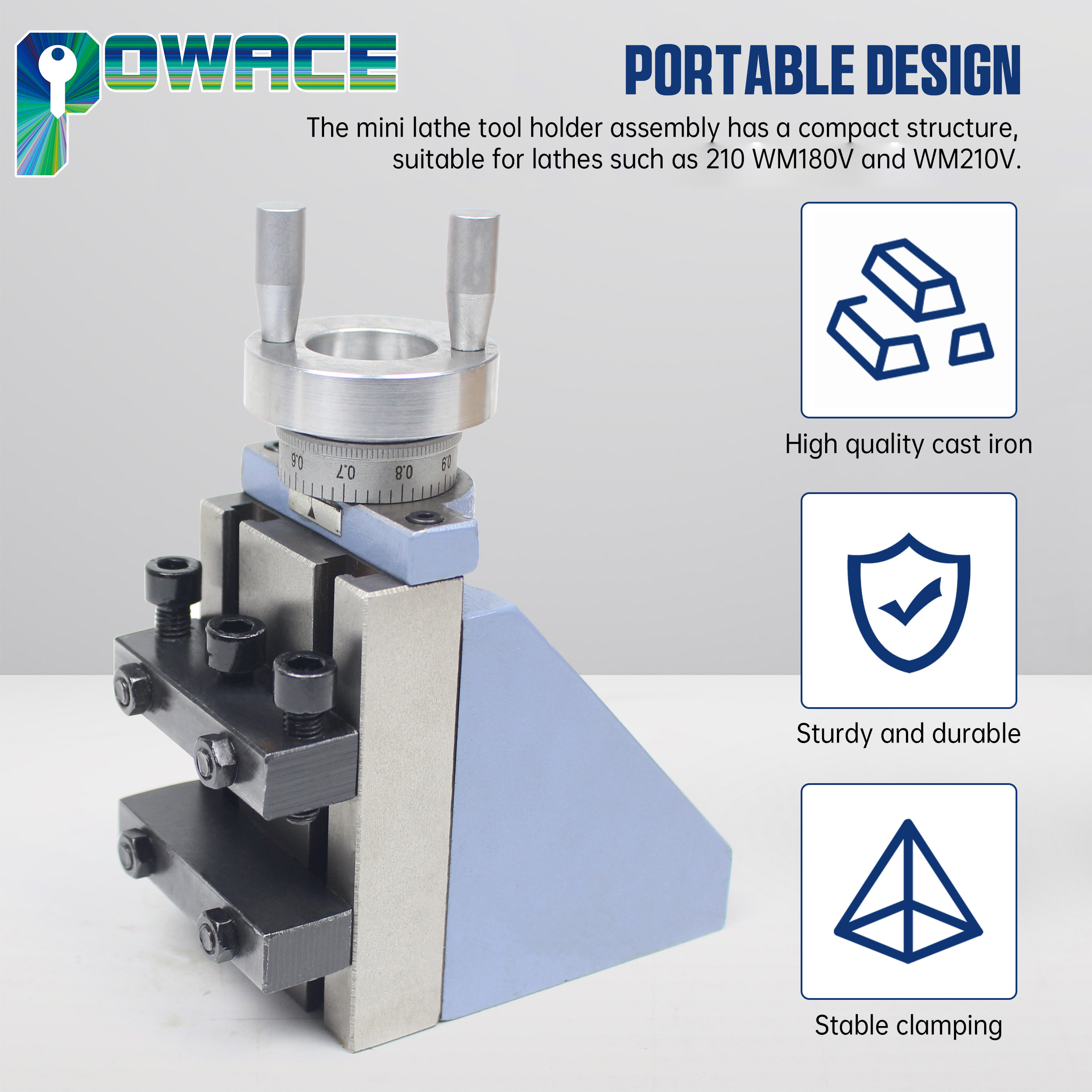 【IVA gratuita UE】 Portacoltelli verticale Portautensili con cursore verticale per attacco di fresatura WM210V Parte di accessori per mini tornio