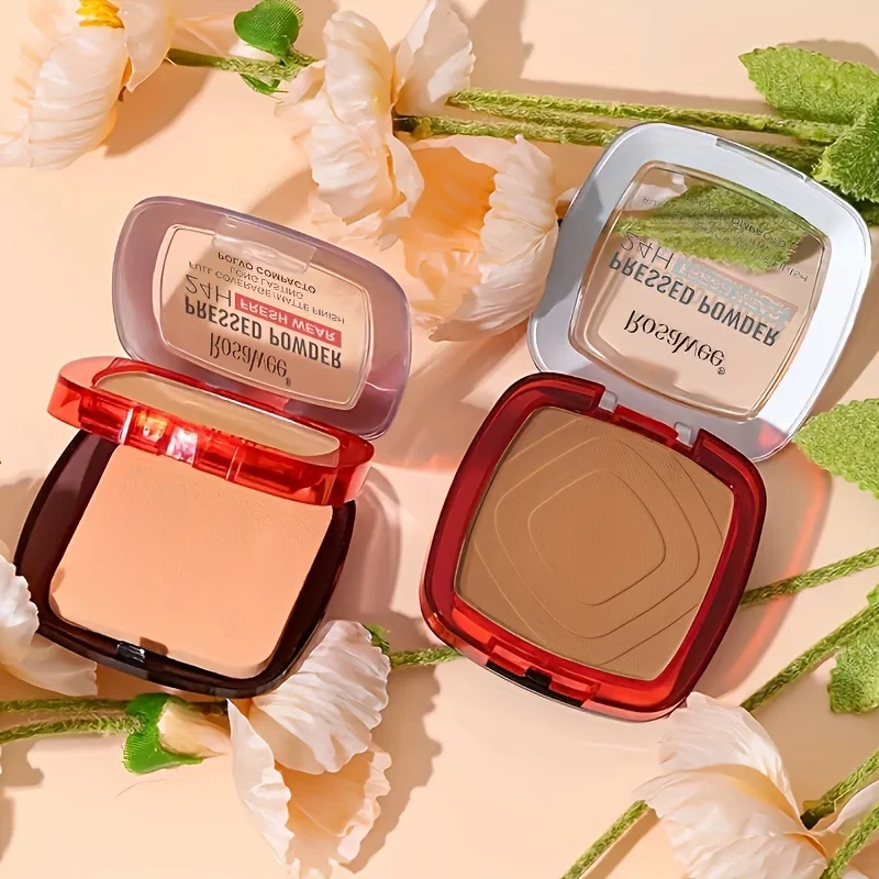 Matte geperste poederfoundation met volledige dekking en bladerdeegapplicator, 24 uur frisse slijtage Matte gewichtloze afwerkingspoedermake-up