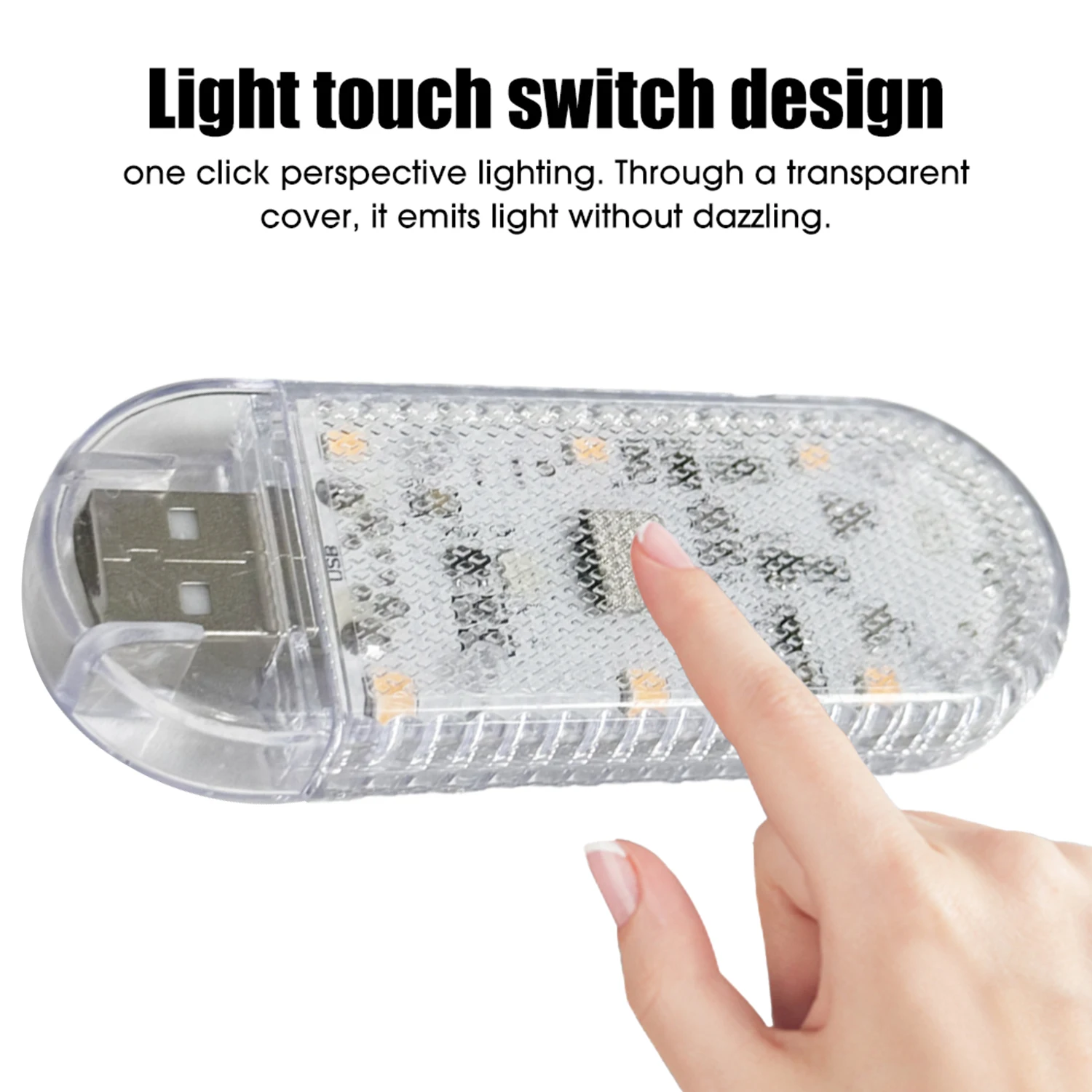 Luce interna per auto Touch Lampada da soffitto in velcro per tetto auto a mano Illuminazione per auto per interni Lampada da lettura notturna Lampada da lettura con ricarica USB