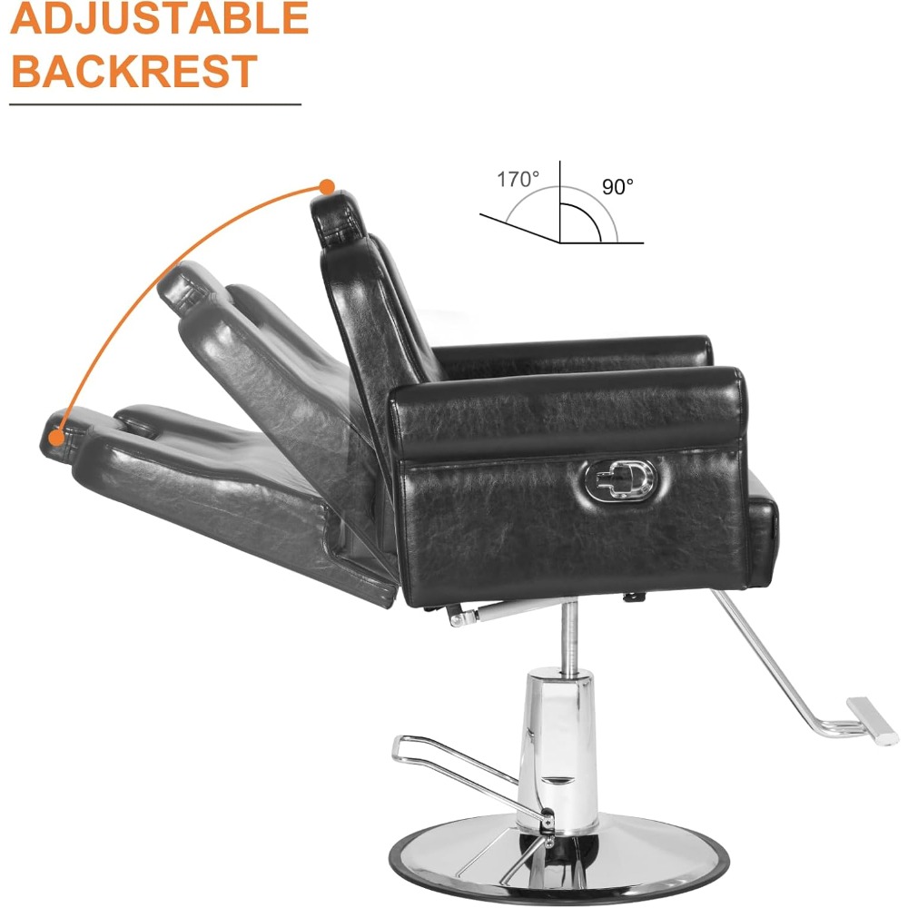 Hydraulic Pump Reclining Salon Chair with Removable Headrest, Adjustable Height and 360-Degree Swivel for Hair Spa