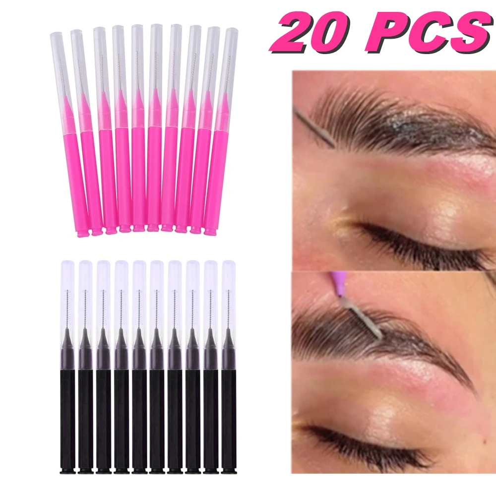 20 piezas Mini cepillo para cejas, cepillo para permanente, cepillos desechables para levantamiento de cejas, microcepillo para pestañas flexible, aplicadores, herramientas de maquillaje