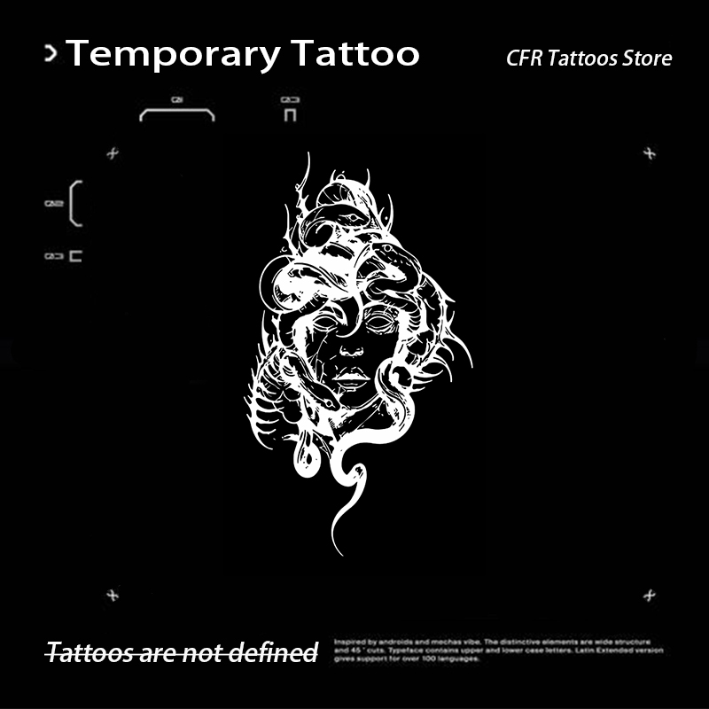 Clearance_รอยสักชั่วคราว Medusa น้ําสมุนไพร Tattoo สติกเกอร์เซ็กซี่ Hotwife ปลอม Tattoo สําหรับผู้หญิงผู้ชายครึ่งแขนหน้าอกกันน้ํา Y2