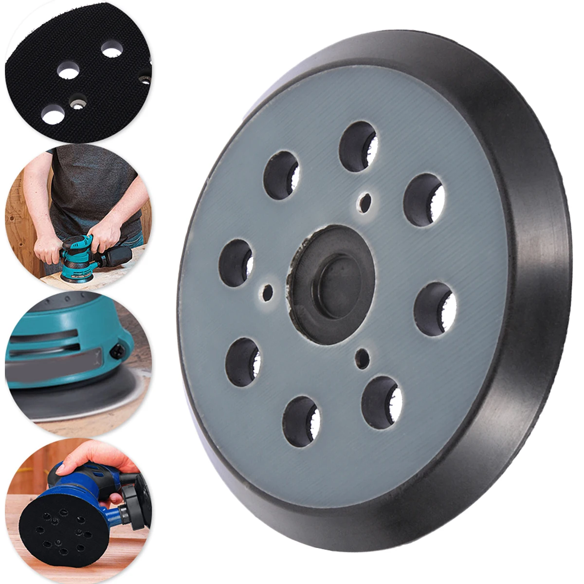 1-10Pcs 5 Inch 8 Holes Sanding Pads 3/4 Nails Hook&Loop Backing Round Sanding Disc Pad for Sander Angle Grinder Accessories