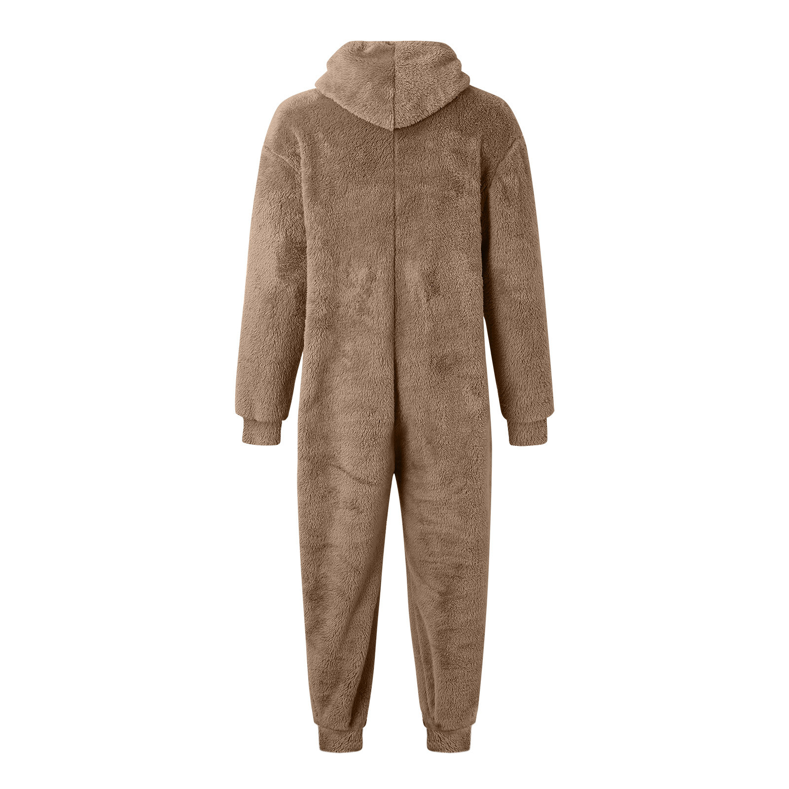 Homens pijamas de lã artificial cor sólida zíper solto com capuz macacão inverno quente rompe uma peça velo roupas de dormir de pelúcia