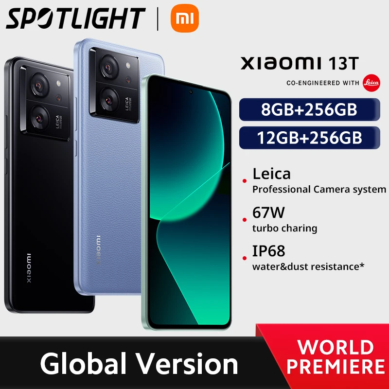 Global Version  Xiaomi 13T 5G Smartphone 144Hz AMOLED Displa 67W charing 50MP Leica Camera IP68 Water MTK Dimensity 8200 Ultra