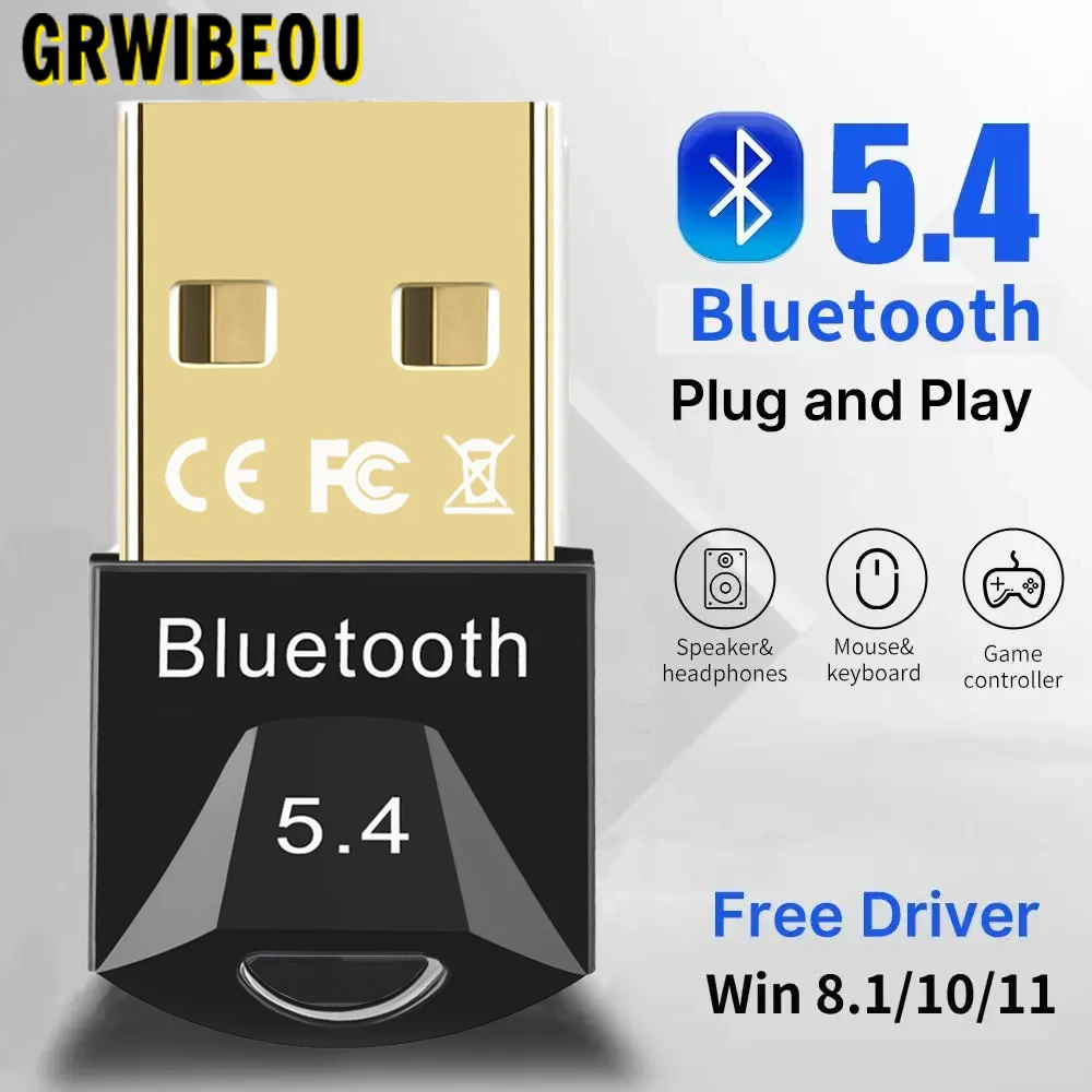 USB-адаптер Bluetooth 5.4/5.3/5.1/5.0 для ПК, ноутбука, мыши, планшета, телефона, принтера, игрового динамика, беспроводной передачи приемника