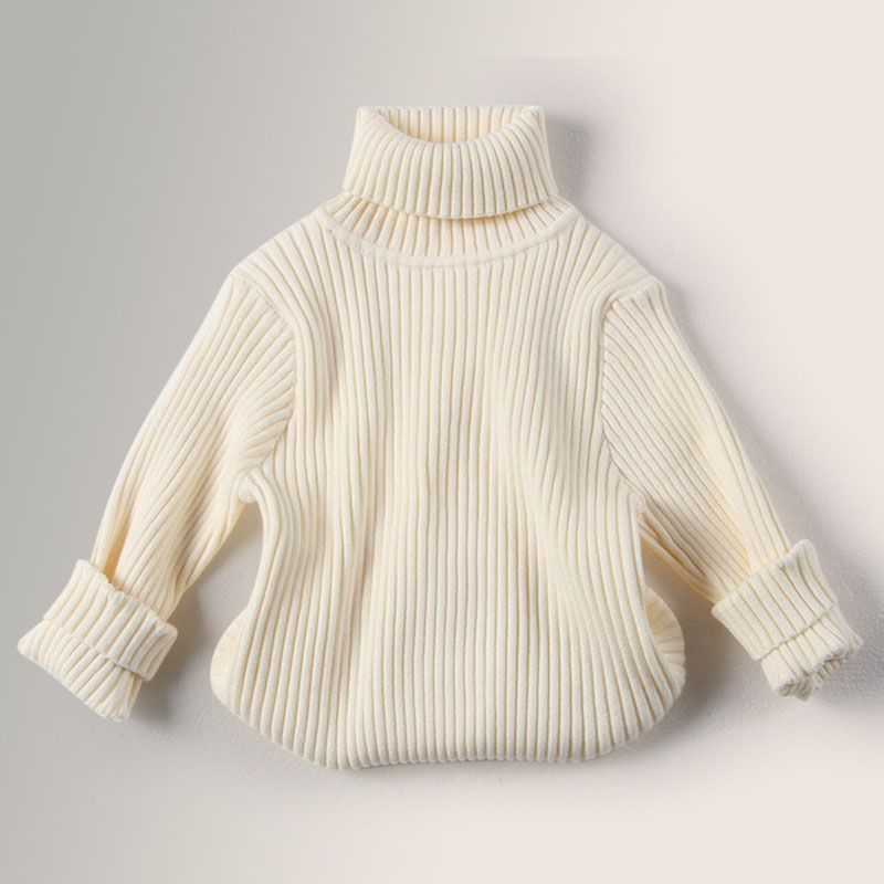 Suéteres de cuello alto para niños y niñas, Jersey de punto de Color sólido, ropa de otoño e invierno, novedad