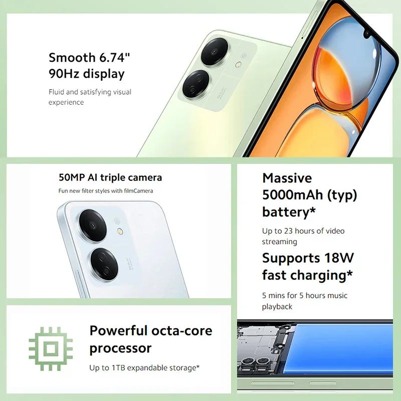 [Weltpremiere] Globale Version Xiaomi Redmi 13C MIUI 14 Smartphone MTK Helio G85 Octacore 50MP Kamera 5000 mAh 90 Hz 6,74 Zoll Display