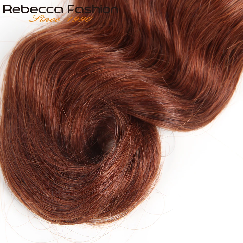 มัดเส้นผมมนุษย์แบบร้อยเป็นคลื่นผมลอนบราซิลแบบ T1B/33สีน้ำตาลไฮไลต์สองชั้นสำหรับต่อผมมนุษย์