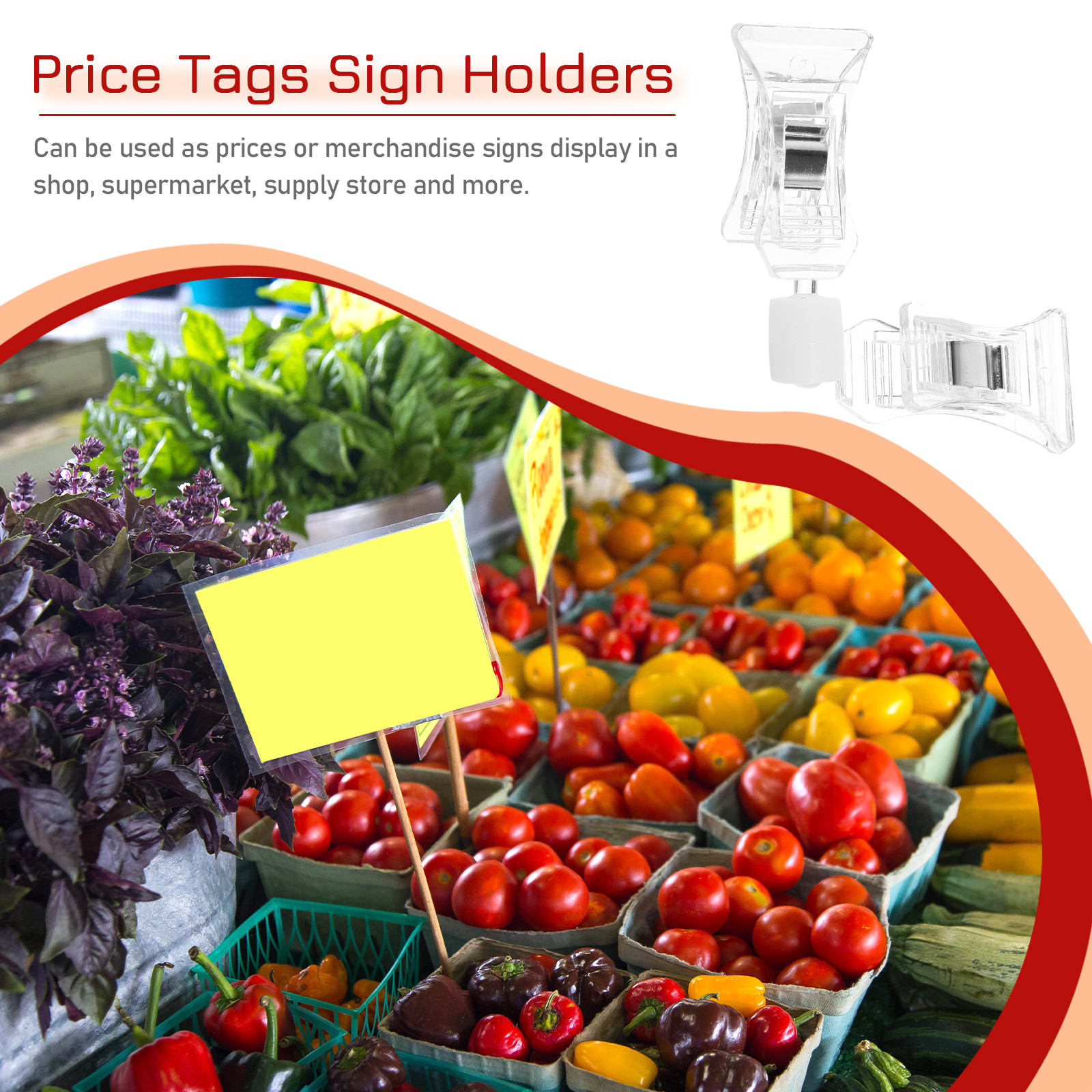 Clip de doble cabeza para publicidad, 10 piezas, Clips de señal transparentes, etiquetas de soporte de plástico para supermercado, precio de mercancía