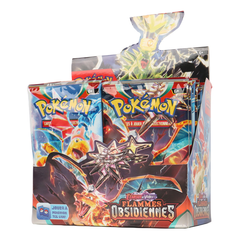360 ชิ้นภาษาฝรั่งเศสคํา Pokémon TCG: Scarlet & Violet Obsidian เปลวไฟ Booster Box การ์ด Pokemon 36 แพ็คกล่อง