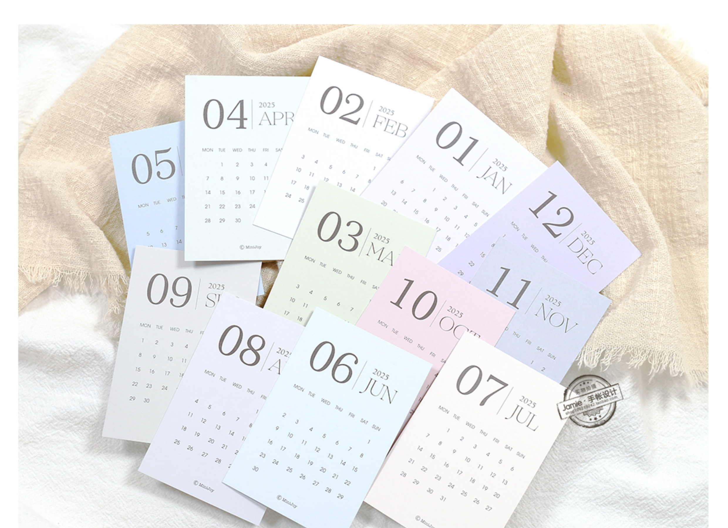 MINKYS Kawaii 2025 ปฏิทิน 12 เดือนปฏิทินกระดาษตกแต่งปฏิทินเครื่องเขียนโรงเรียน