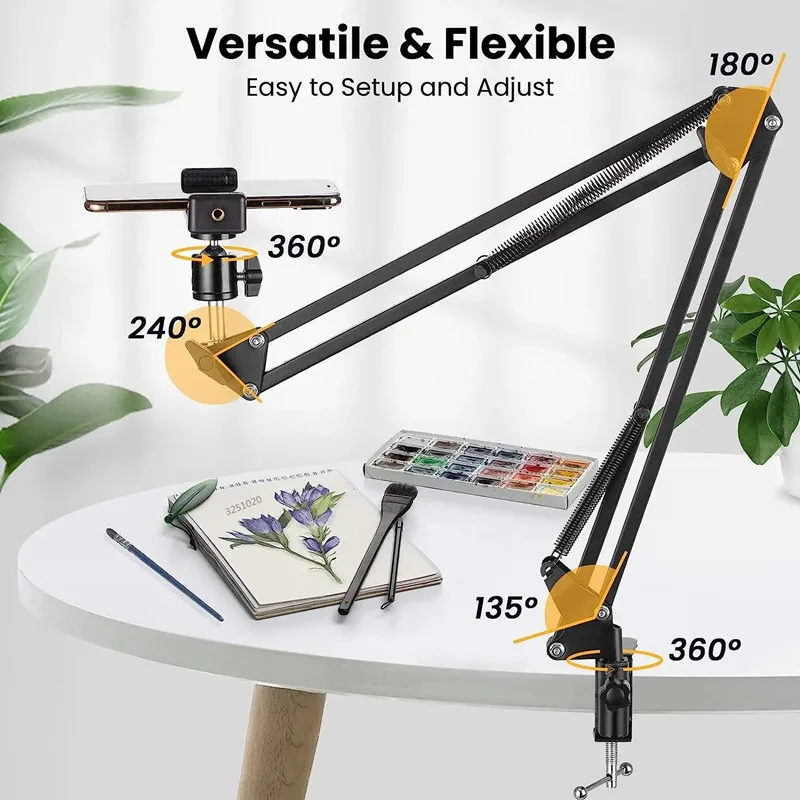 FGCLSY Trípode de brazo flexible para mesa de soporte de teléfono Ancla doblada 360 °   Rotación en línea de computadora portátil de escritorio Video disparo aéreo en vivo