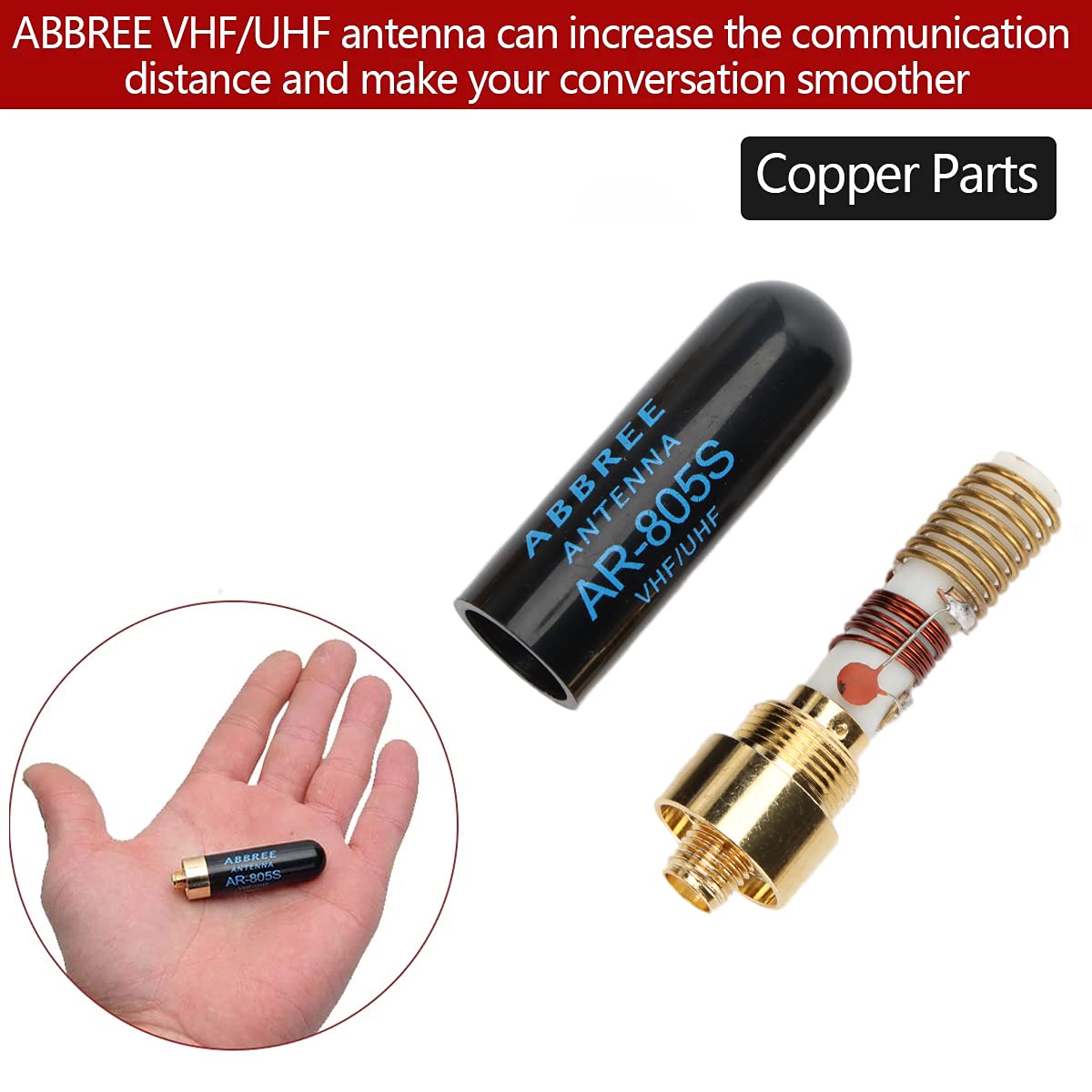 ABBREE ミニトランシーバーアンテナ AR-805S SMA-メスデュアルバンド高利得アンテナ Baofeng BF-888S UV-5R UV-21 プロアマチュア無線